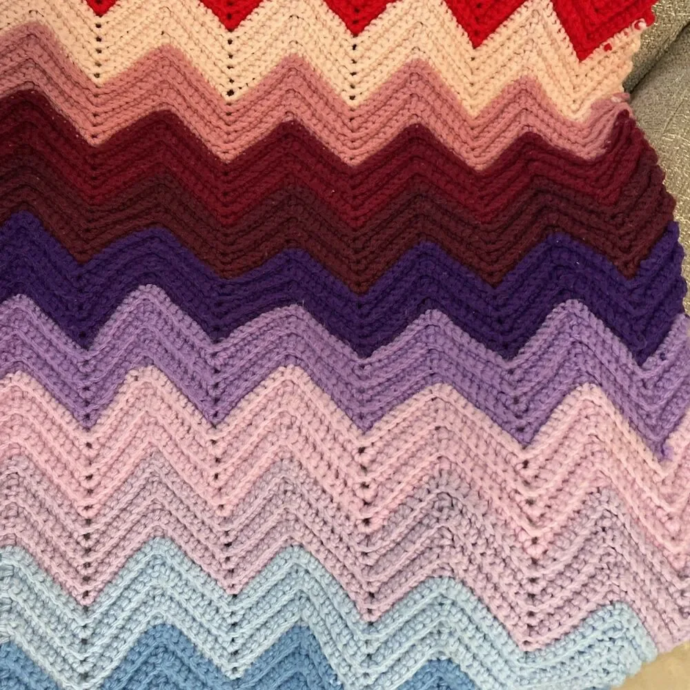 Crocheted Blanket Handmade Throw Blanket Multicolor Lap Blanket 56 x 38